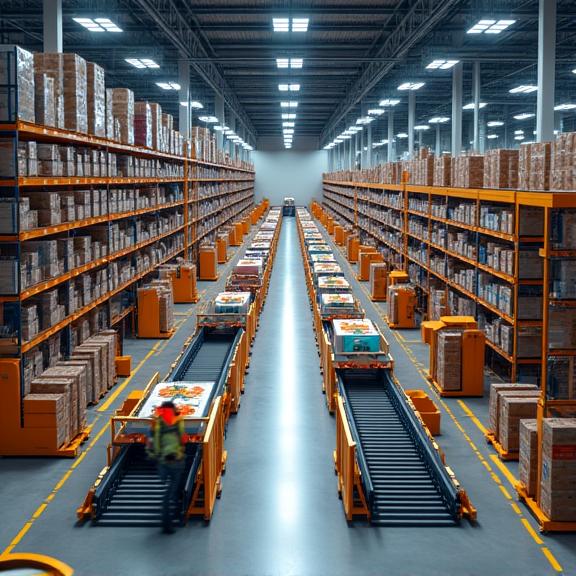 Modern e-commerce warehouse fulfilment center operations
